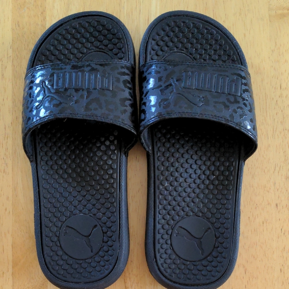 Puma Black Patterned Slide Sandals